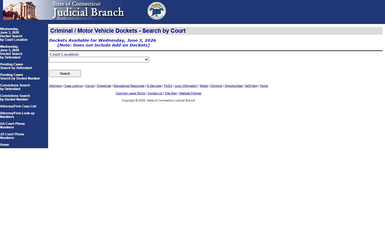 Daily docket by court search for Middlesex County court records after an arrest