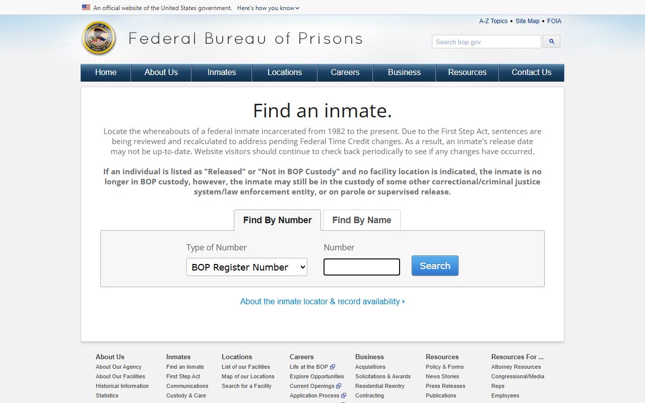 Federal BOP inmate locator used as a Middlesex County booking-photo and mugshot alternative for federal custody